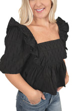 Black Monochromatic Textured Top