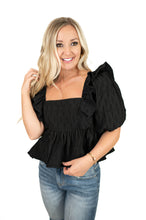 Black Monochromatic Textured Top