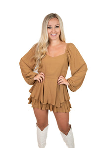 Camel Ruffle Romper