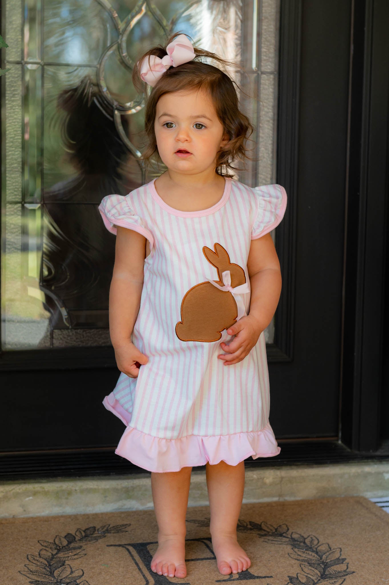 Pink Striped Easter Bunny Dress