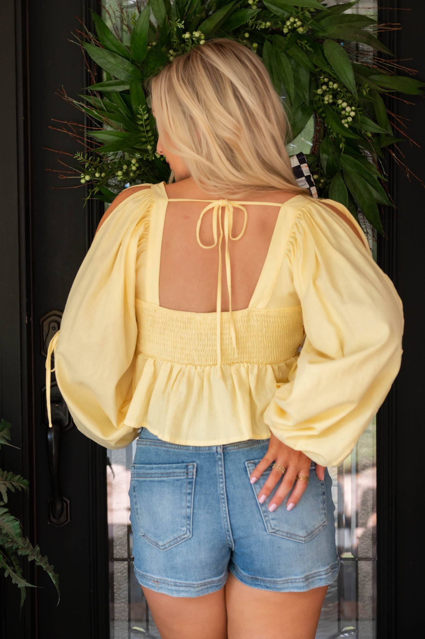 Braided Yellow Square Neck Top
