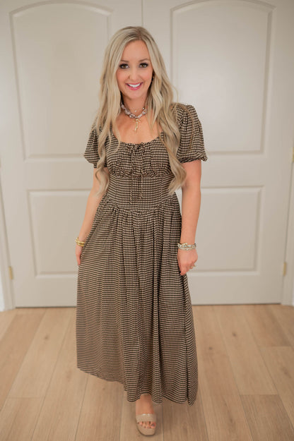Chocolate Check Midi Dress