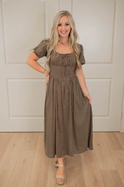 Chocolate Check Midi Dress
