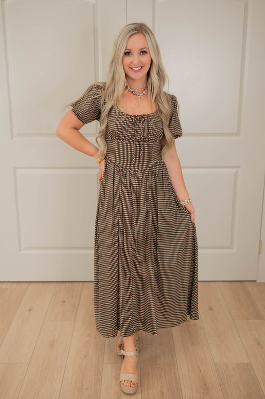 Chocolate Check Midi Dress