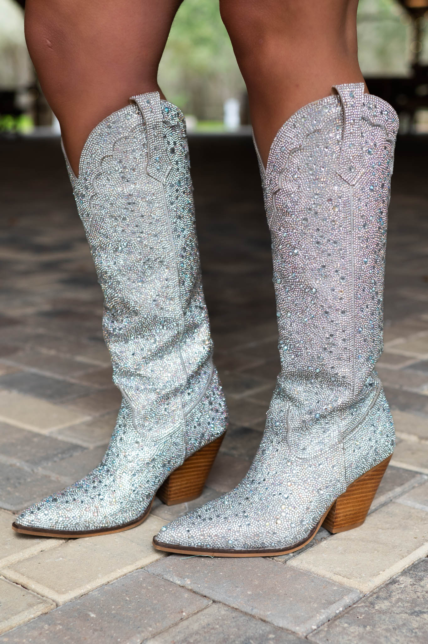 Silver Rhinestone Boots