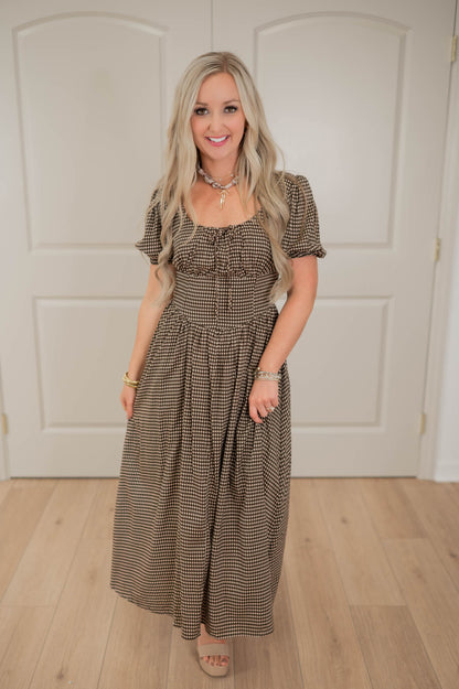 Chocolate Check Midi Dress