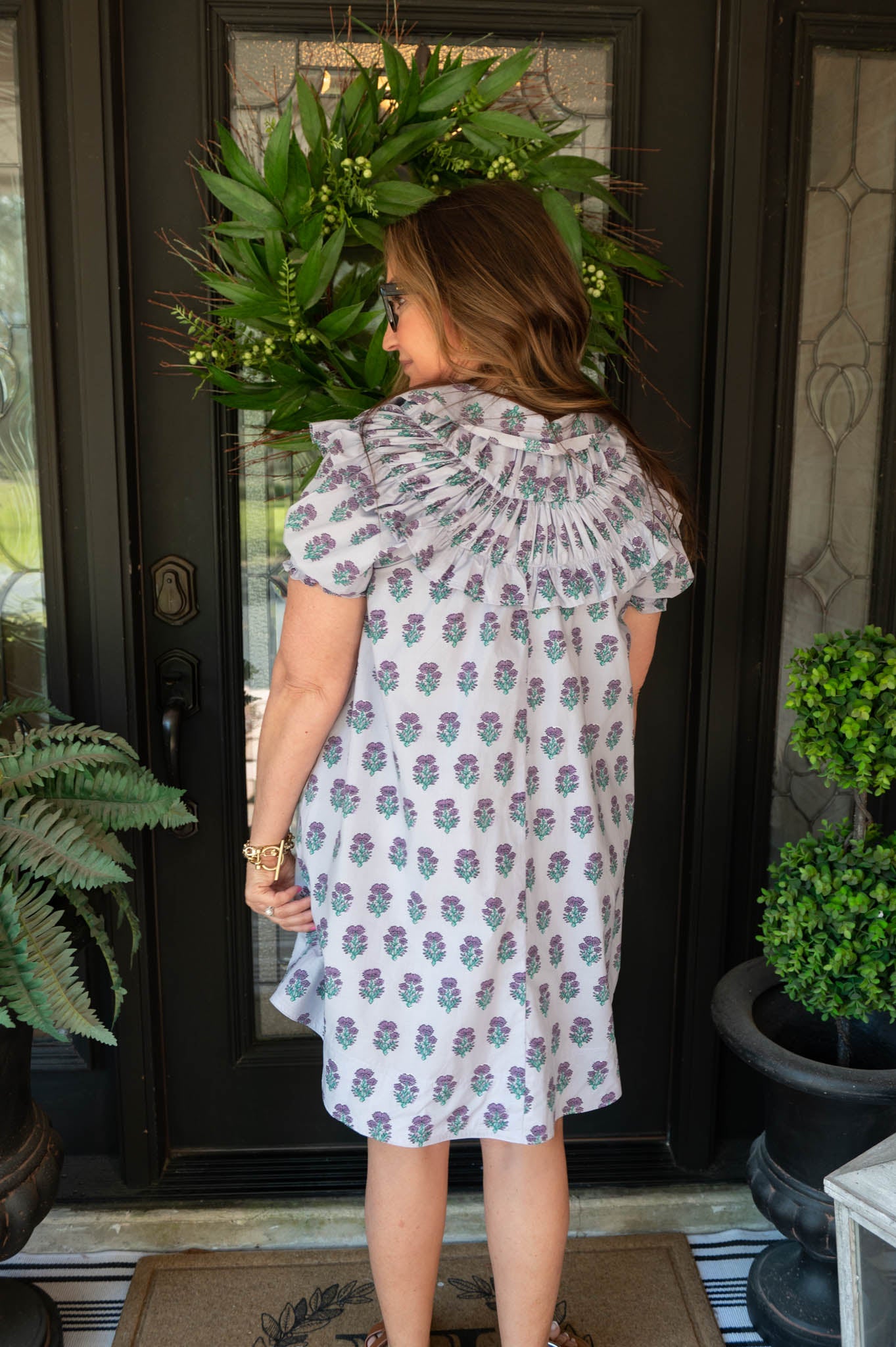 Lavender Blooms Block Print Dress