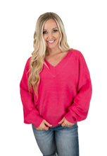 Fuchsia V Neck Sweater