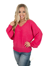 Fuchsia V Neck Sweater