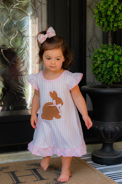 Pink Striped Easter Bunny Dress