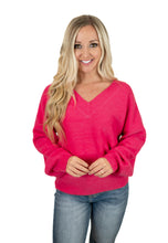 Fuchsia V Neck Sweater
