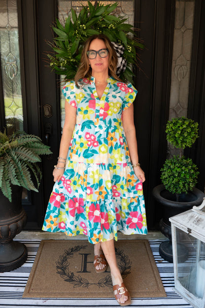 Mint Petal Charm Midi Dress