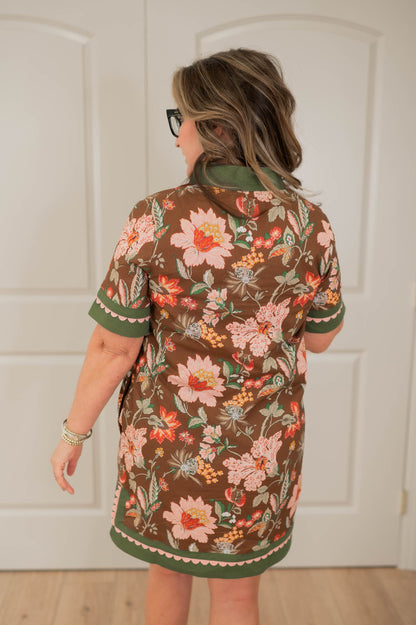 Flourish In Florals Brown Dress