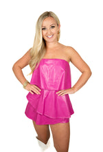 Magenta Faux Leather Romper