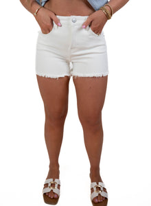 White Tummy Control High Rise Shorts