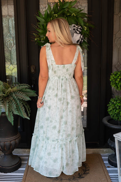 Sage Floral Midi Dress