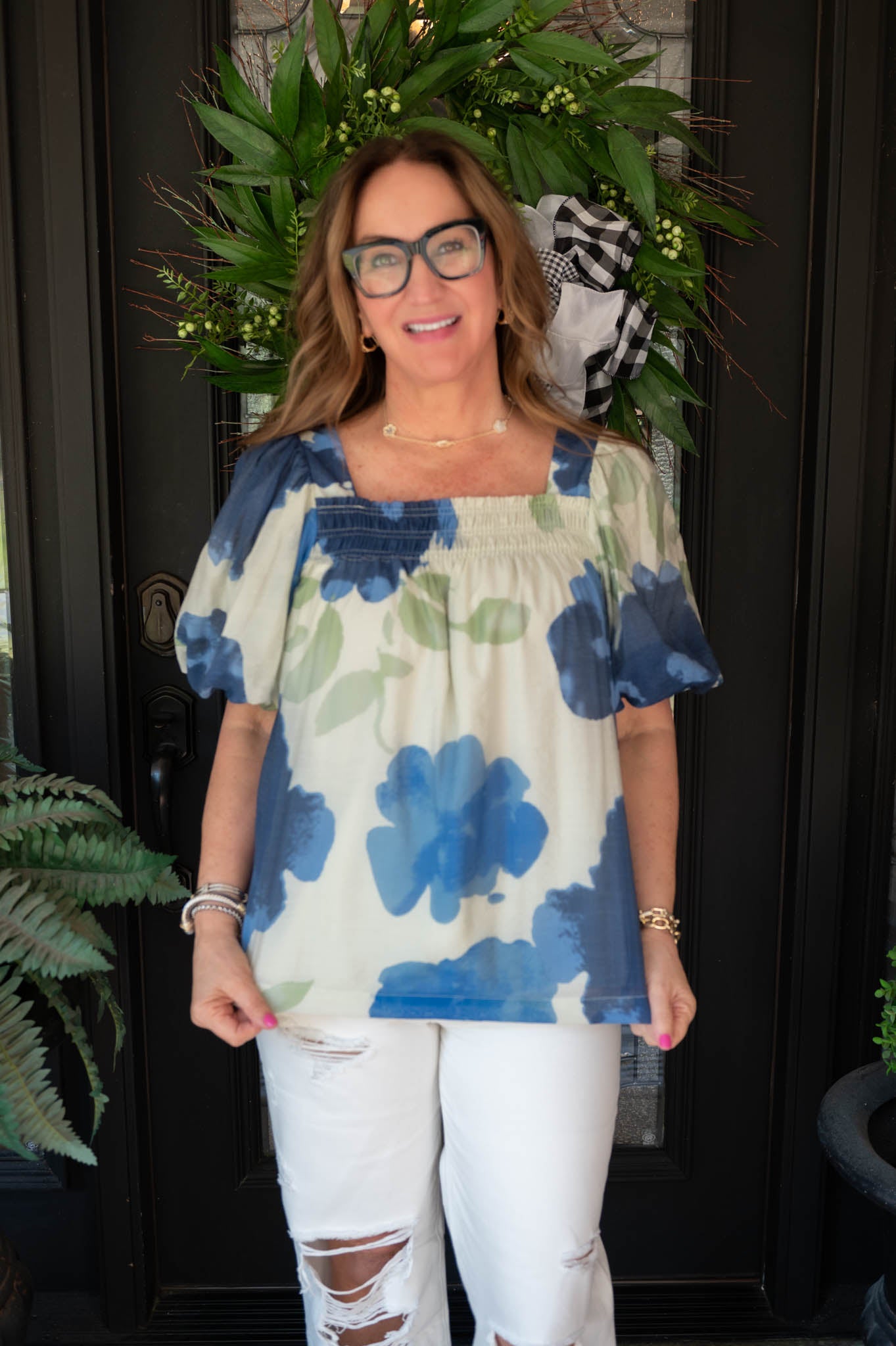Petal Charm Printed Top