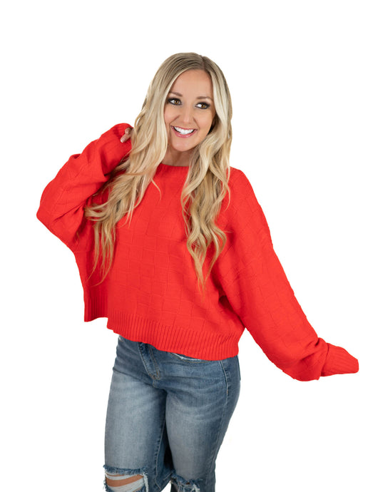 Red Checker Print Sweater