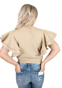 Oatmeal Pom Pom Top