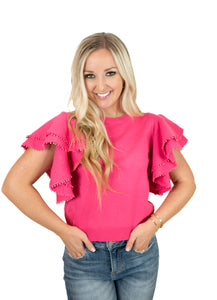 Pink Pom Pom Top