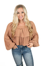 Camel Puff Sleeve Top