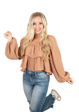 Camel Puff Sleeve Top