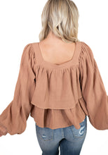 Camel Puff Sleeve Top