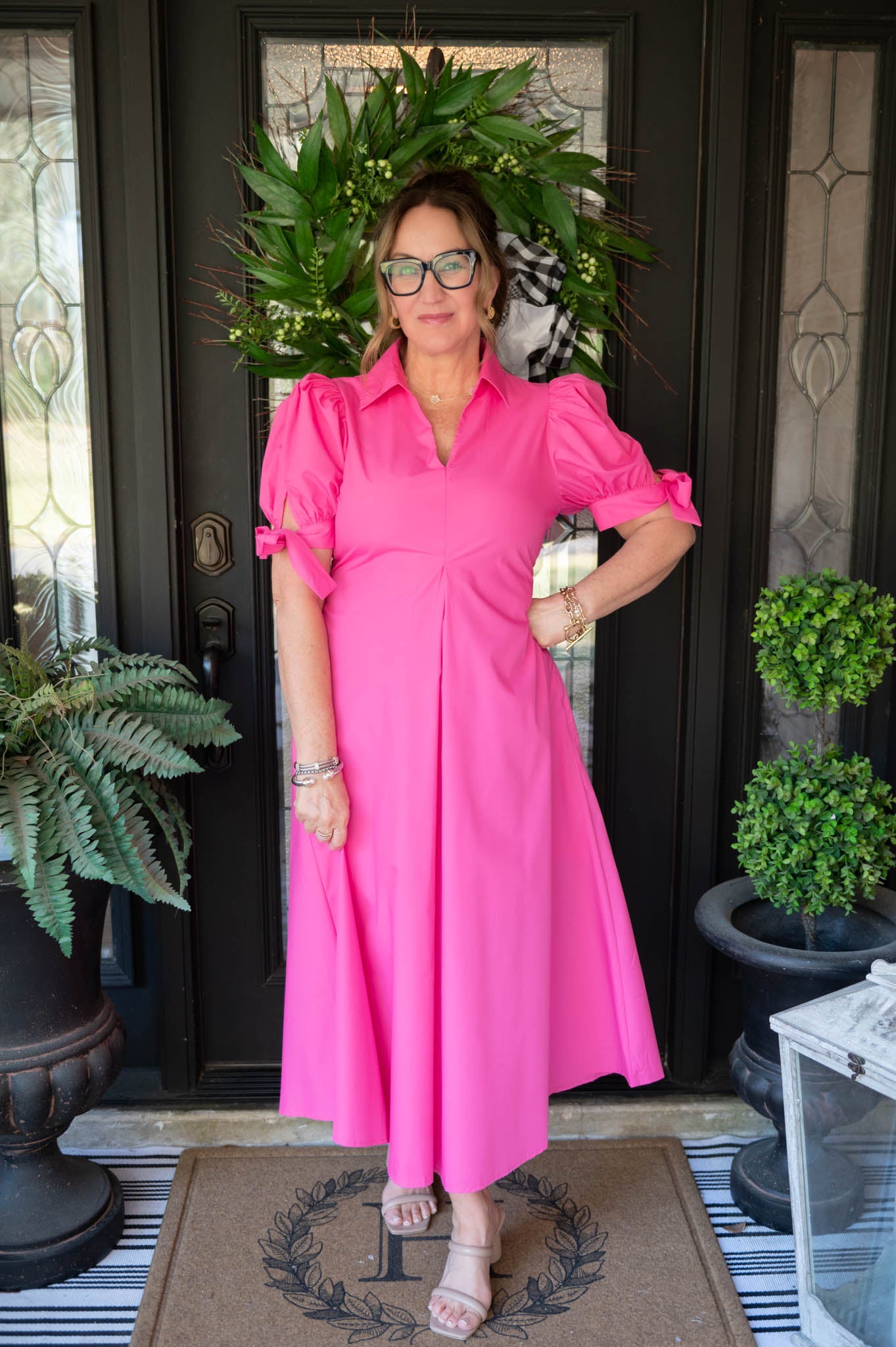 Barbie Pink Bow Tie Midi Dress