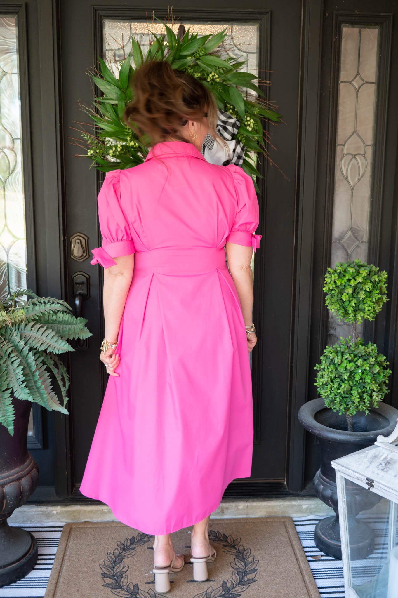 Barbie Pink Bow Tie Midi Dress