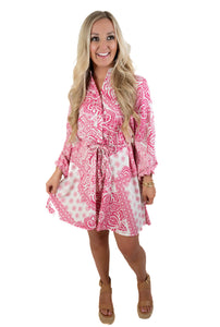 Where Happiness Begins Pink Paisley Dress