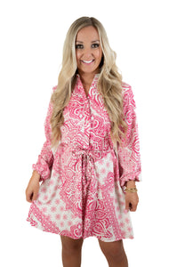 Where Happiness Begins Pink Paisley Dress