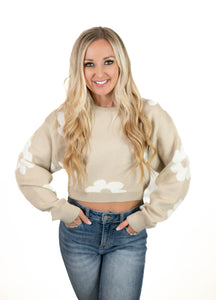 Taupe Daisy Cropped Sweater