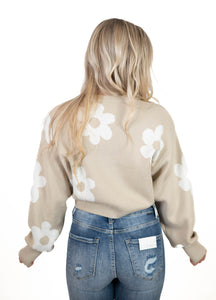 Taupe Daisy Cropped Sweater