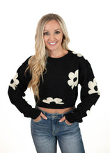 Black Daisy Cropped Sweater