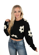 Black Daisy Cropped Sweater