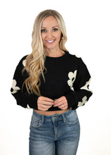Black Daisy Cropped Sweater