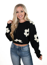 Black Daisy Cropped Sweater