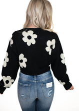 Black Daisy Cropped Sweater