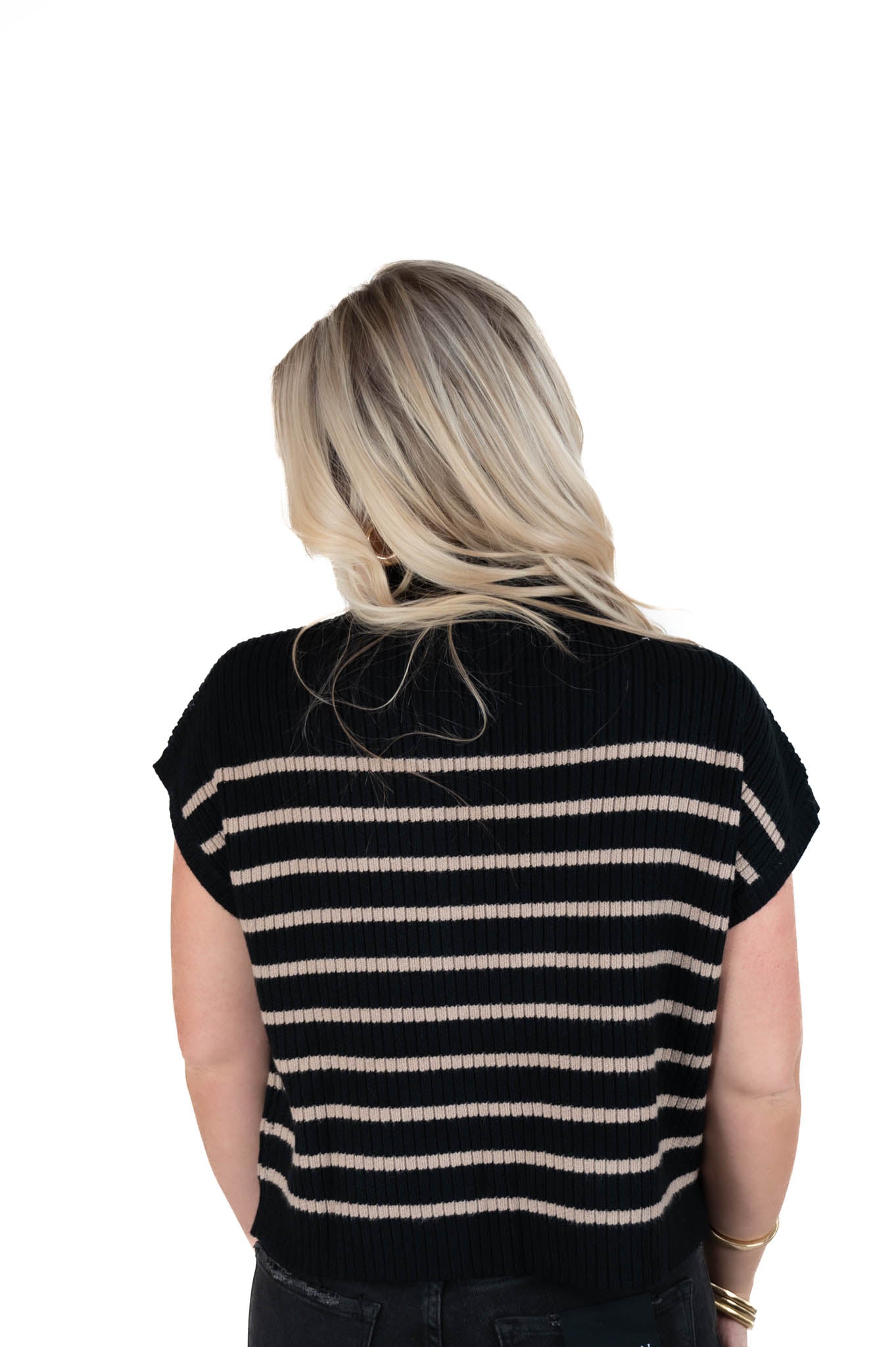 Black/Taupe Striped Sweater Top