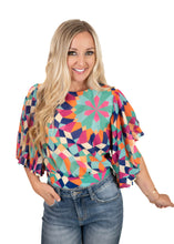 Mix Print Pleated Top