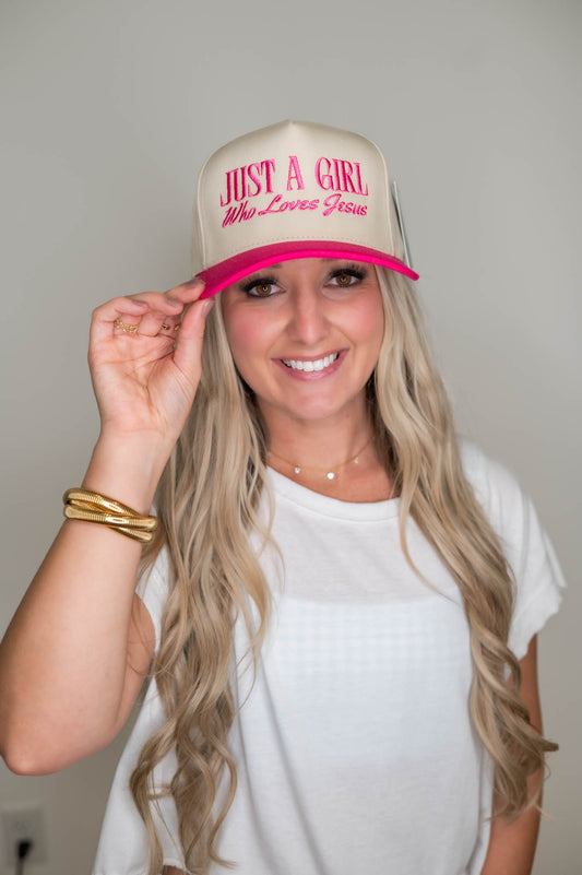 Just A Girl Who Loves Jesus Hot Pink Hat