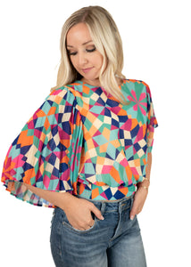 Mix Print Pleated Top