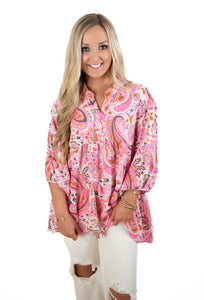 Off The Path Pink Paisley Top