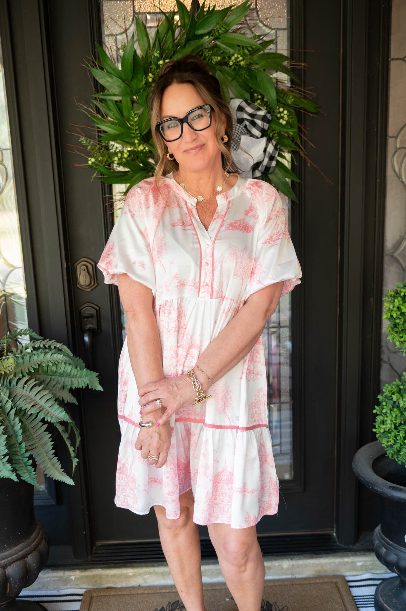 Pink Landscape Printed Dress