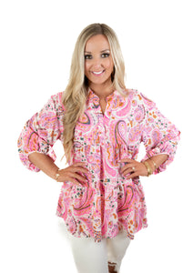 Off The Path Pink Paisley Top