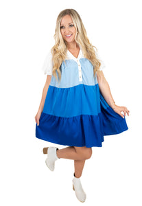 Blue Colorblock Dress