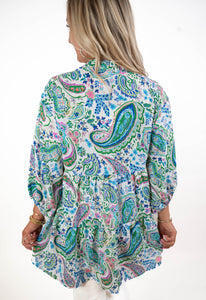 Off The Path Green Paisley Top