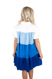 Blue Colorblock Dress
