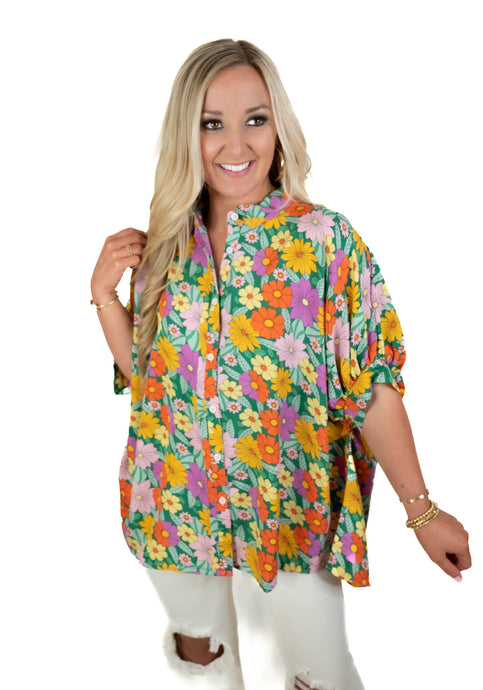 Be Authentic Floral Button Down Top