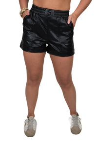 Black Faux Leather Shorts
